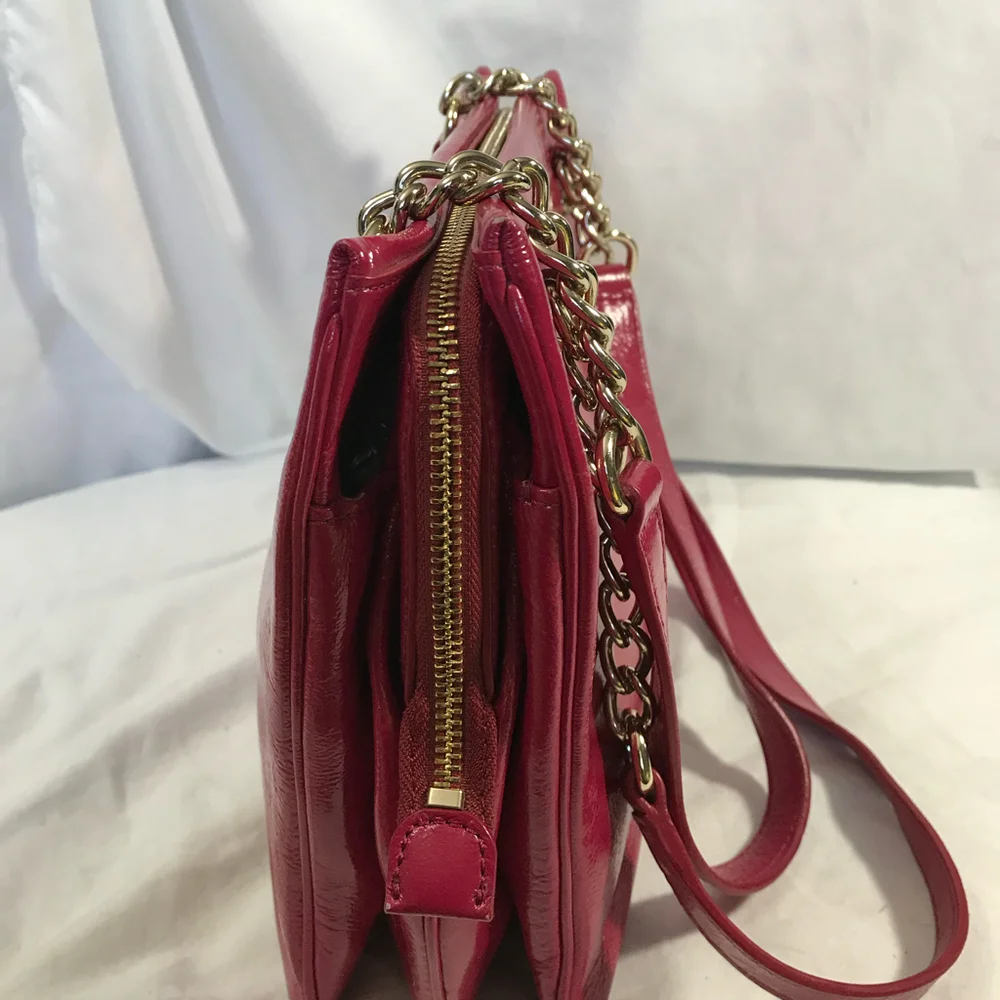 Kate Spade Dark Pink Leather Shoulder Bag with Chain Strap - Picture 4 of 8